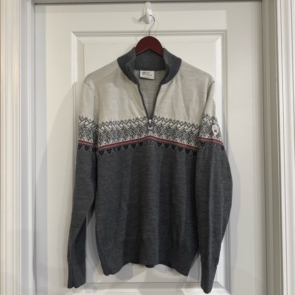 Dale Of Norway Hovden Jacquard Half Zip Wool Sweater - Picture 3 of 13